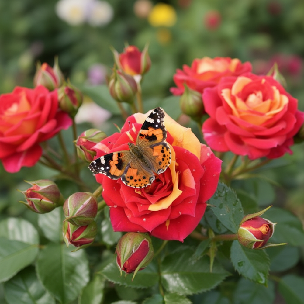 Роза спрей с переменчивой окраской Чили Клементина