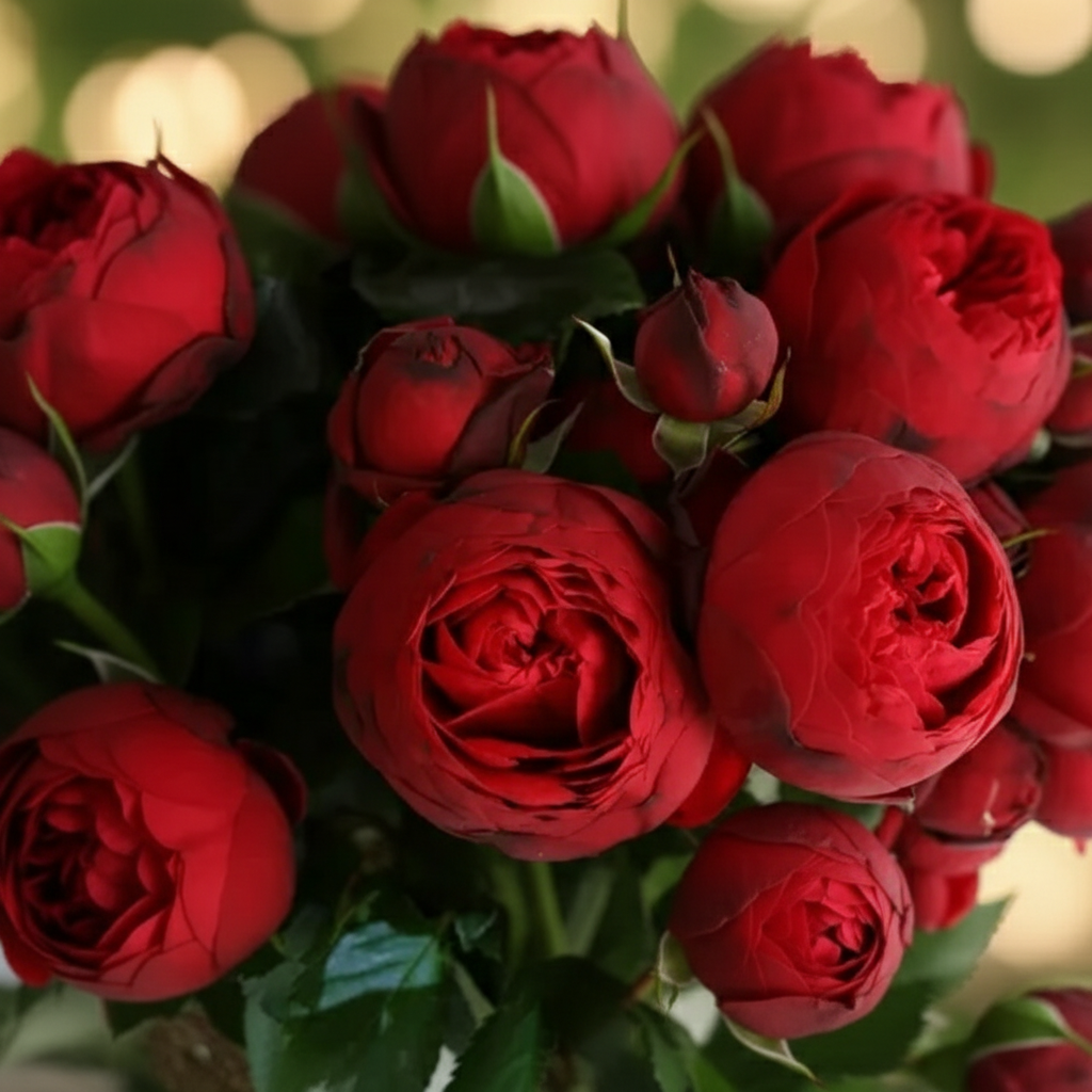 

Роза спрей пионовидная Ред Пиано