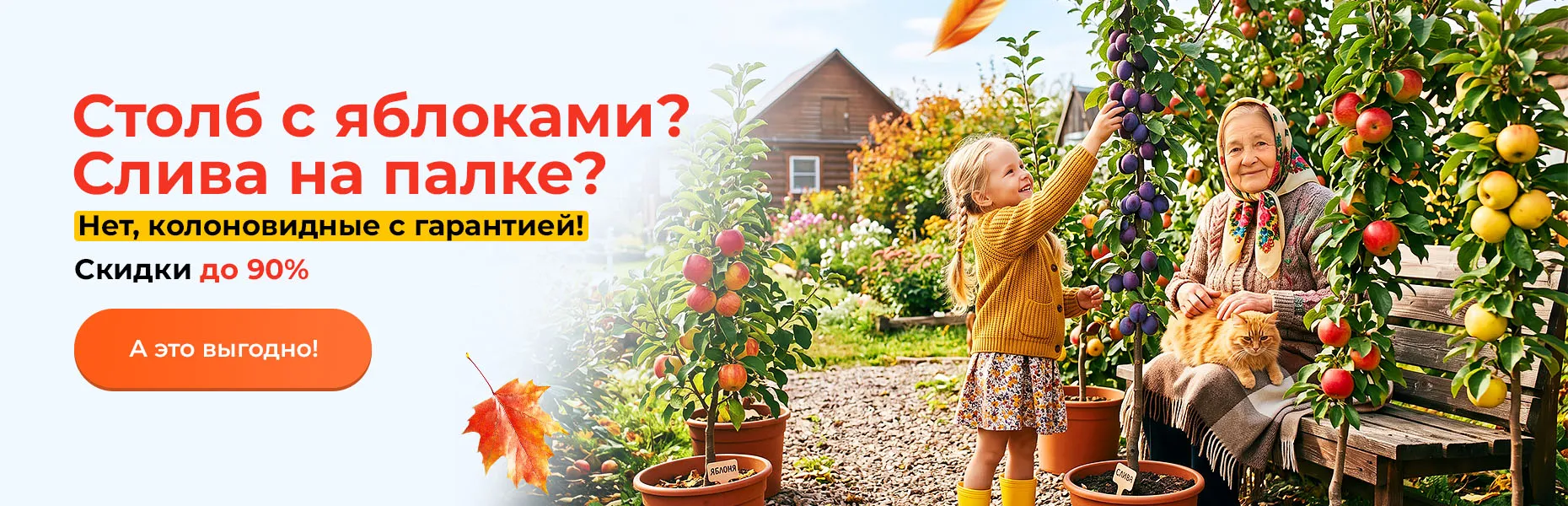 Столб с яблоками? Слива на палке? Нет, колоновидные с гарантией! Скидки до 90%