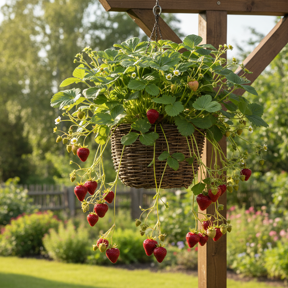 Земляника ремонтантная (крупноплодная) ампельная Сирафин, 5 саж.