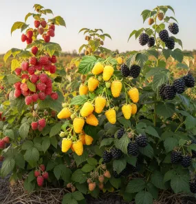 Сверхвыгода! Комплект штамбовой малины "Третья бесплатно" из 3 сортов