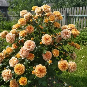 Роза шраб обильноцветущая Карамелла